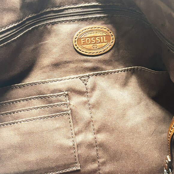 Fossil brown leather tote - Picture 2 of 8